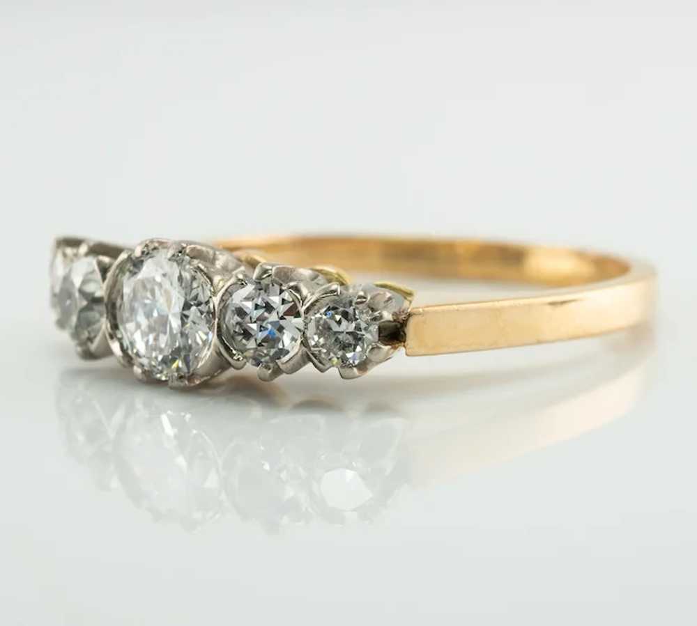 Diamond Ring 18K Gold Band .86ct TDW English Vint… - image 8