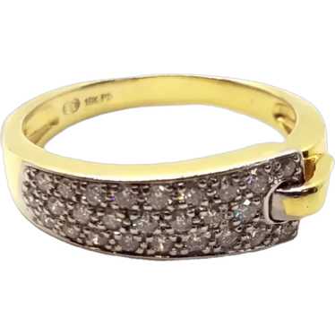 Vintage 18k Yellow Gold Diamond Ring Designer Guy… - image 1