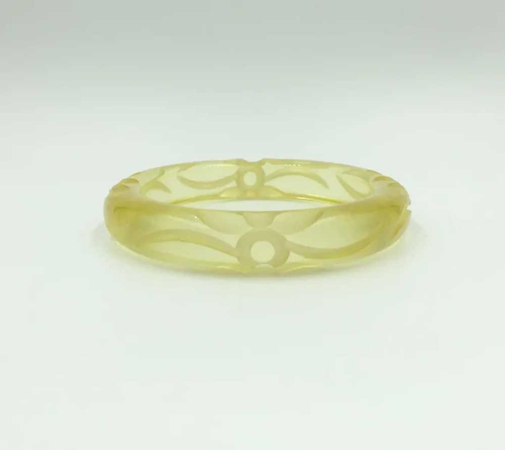 Vintage Prystal Bakelite Carved Floral Flower Ban… - image 11