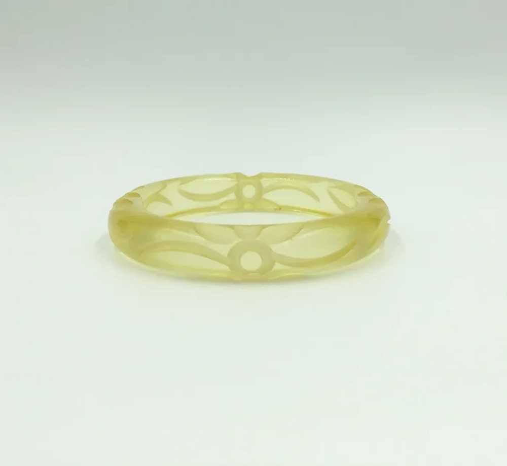 Vintage Prystal Bakelite Carved Floral Flower Ban… - image 2