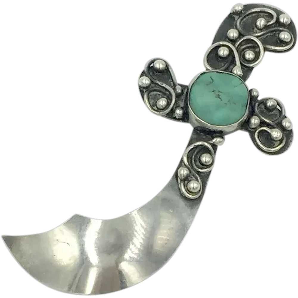 Turquoise Sterling Silver Arabian Scimitar Sword … - image 1