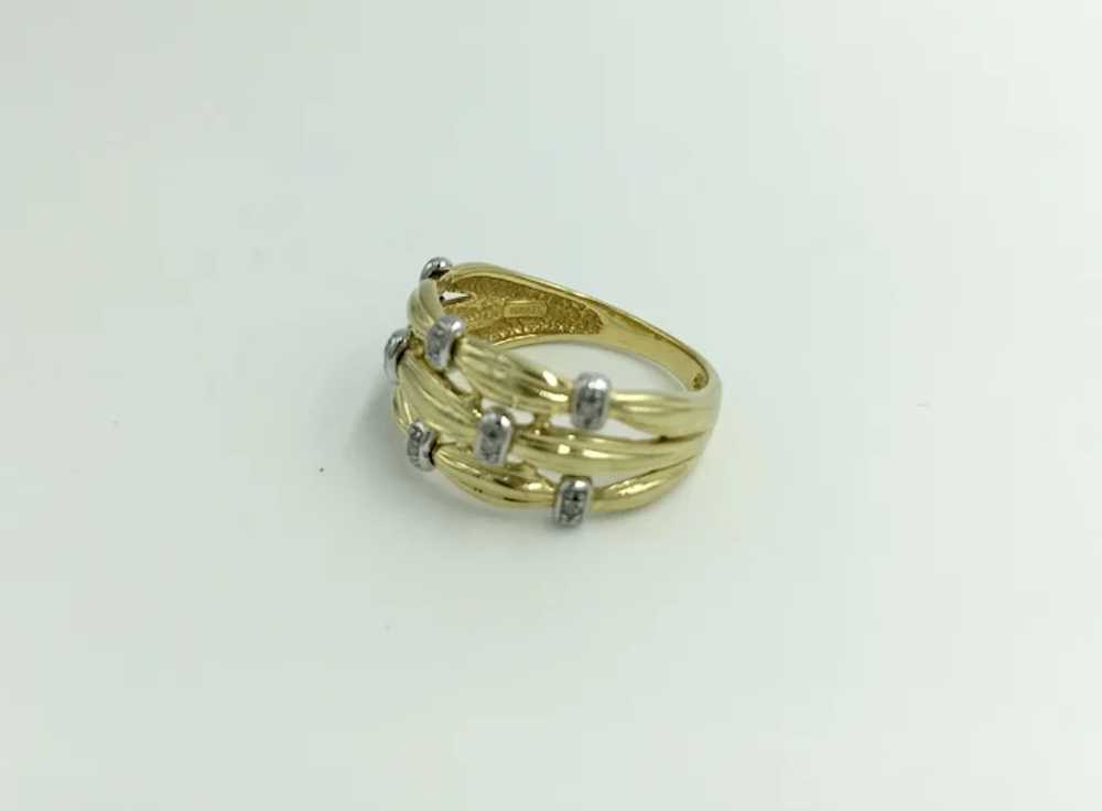 18K Yellow Gold White Diamond Vintage Band Ring - image 10