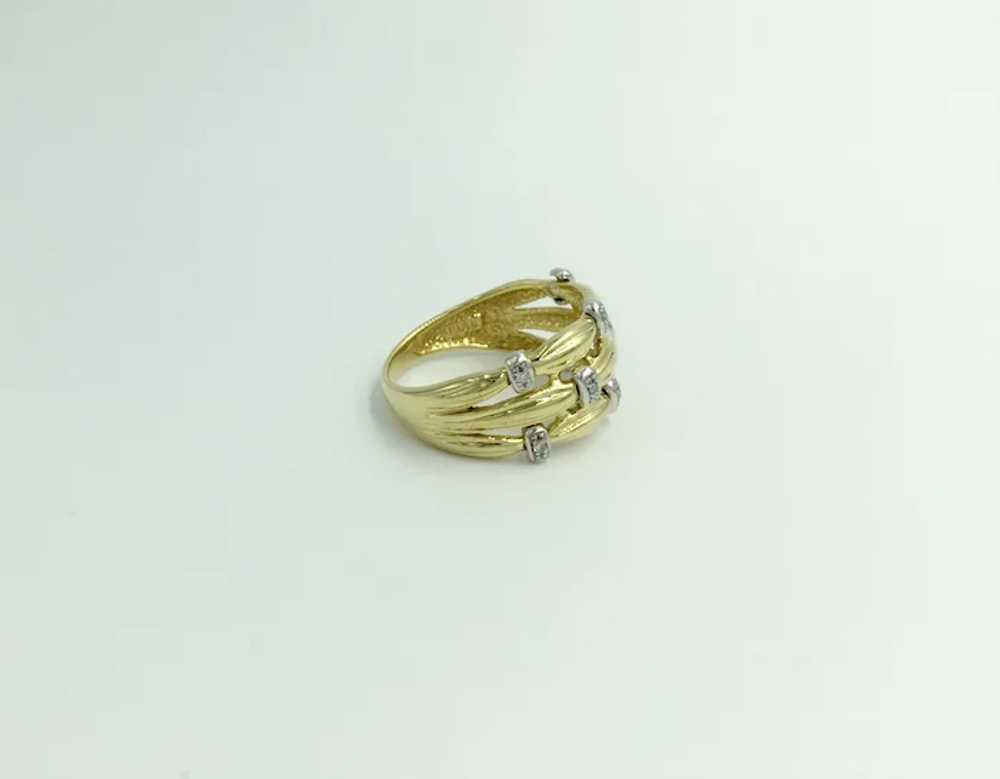 18K Yellow Gold White Diamond Vintage Band Ring - image 8