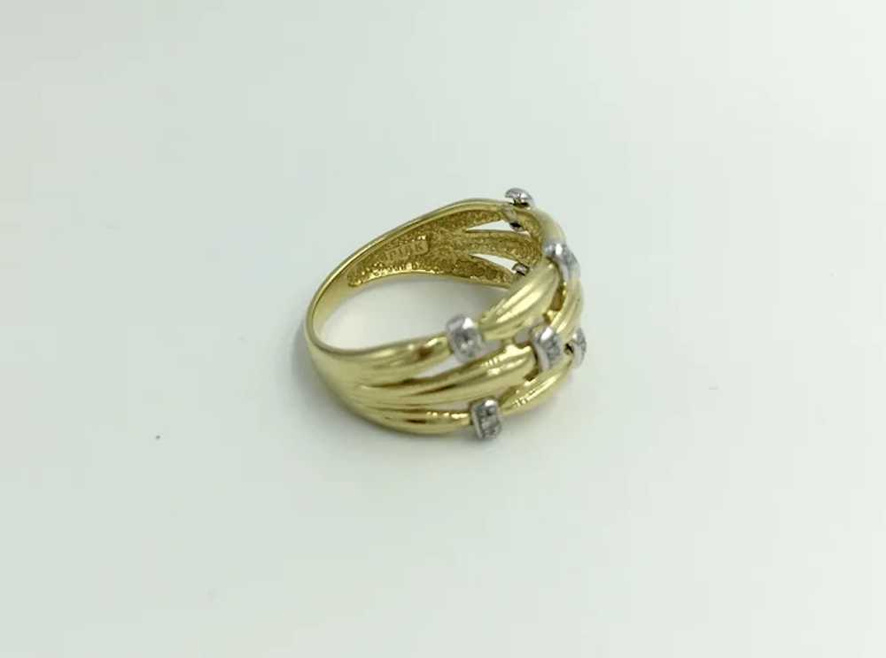 18K Yellow Gold White Diamond Vintage Band Ring - image 9
