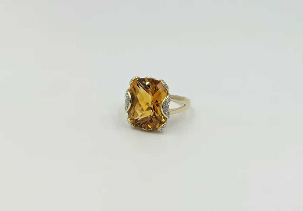 14K Citrine Diamond Yellow White Gold Two Tone Ge… - image 2