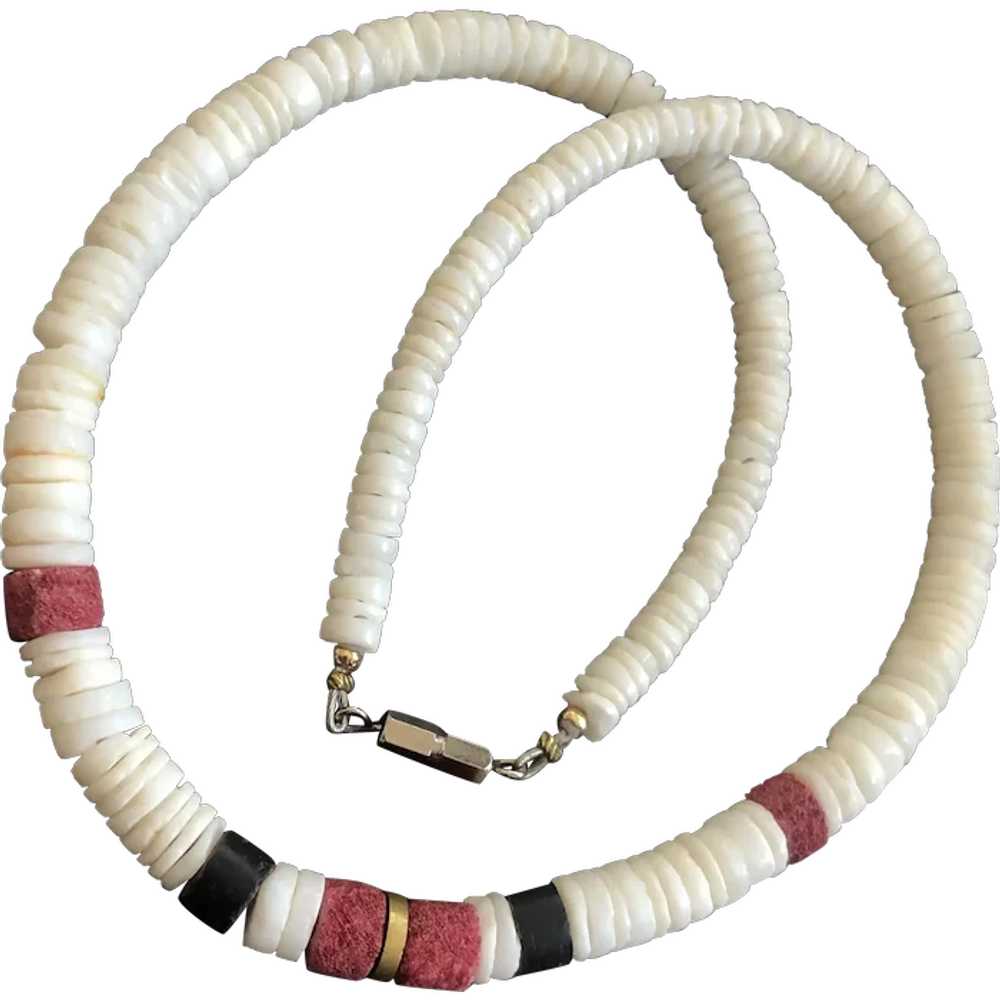 Vintage White Shell Heshi Necklace - image 1