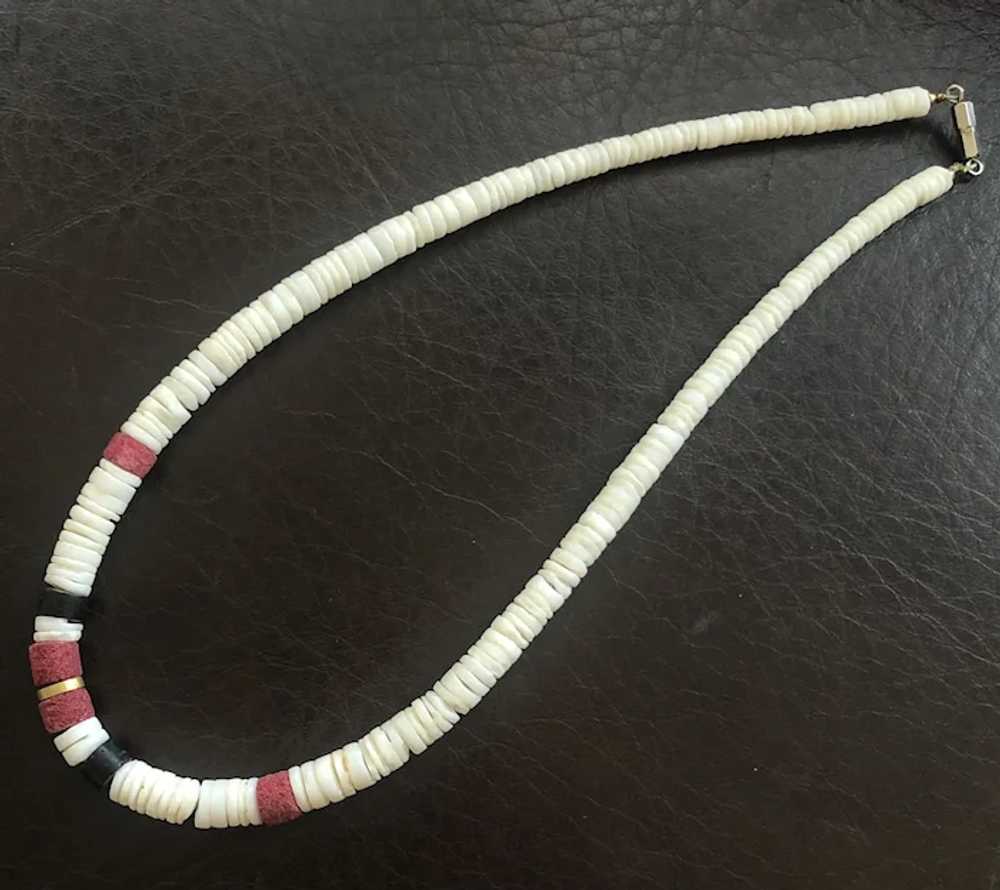 Vintage White Shell Heshi Necklace - image 4