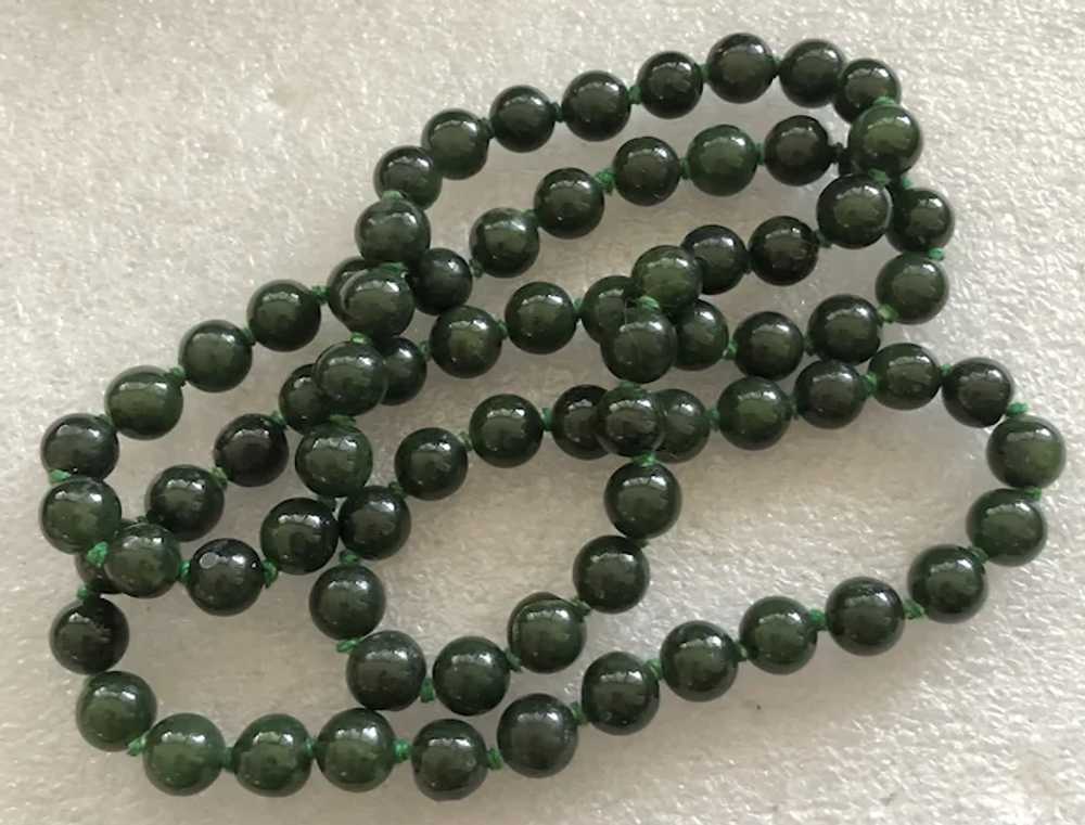 Vintage Spinach Green Nephrite Jade Hand Knotted … - image 4