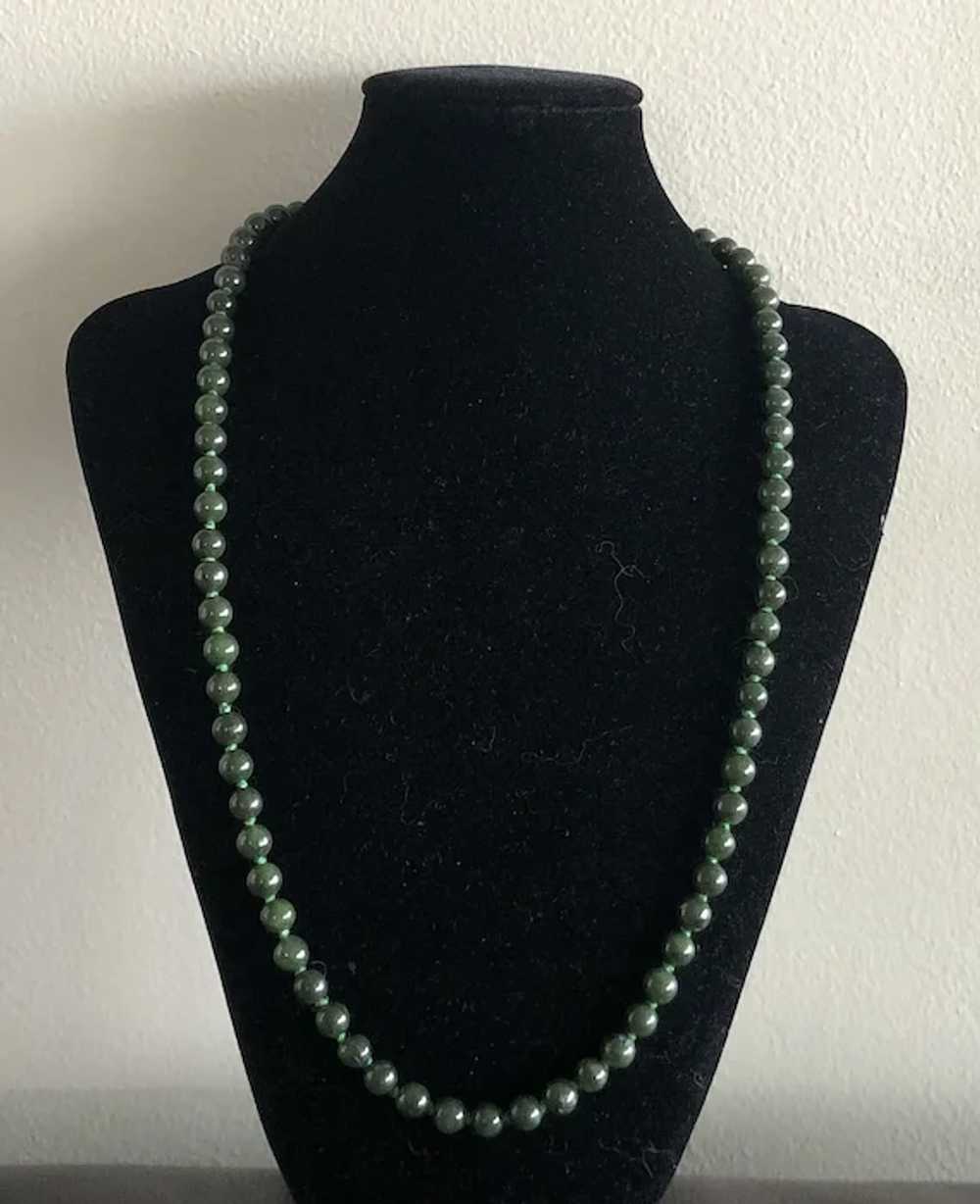 Vintage Spinach Green Nephrite Jade Hand Knotted … - image 7
