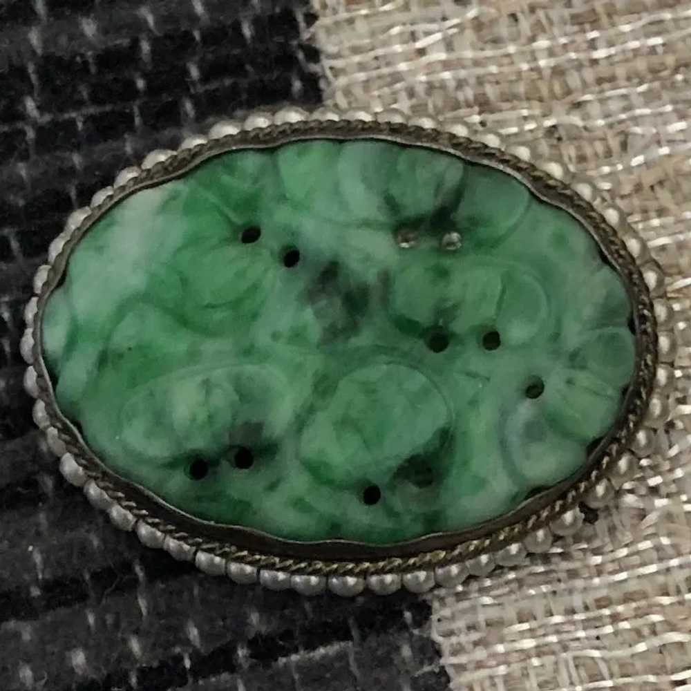 Antique Chinese Hand Carved Apple Green Jade Jade… - image 10