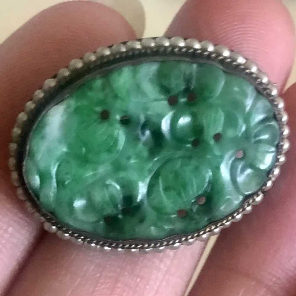 Antique Chinese Hand Carved Apple Green Jade Jade… - image 3