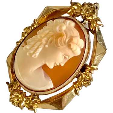 Antique Victorian Gold Filled Real Shell Cameo Pi… - image 1