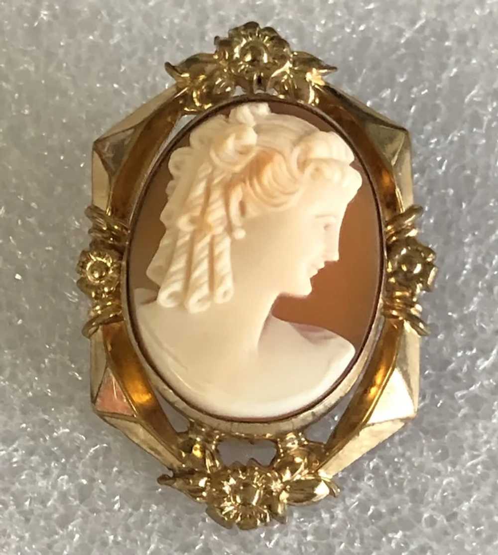 Antique Victorian Gold Filled Real Shell Cameo Pi… - image 2