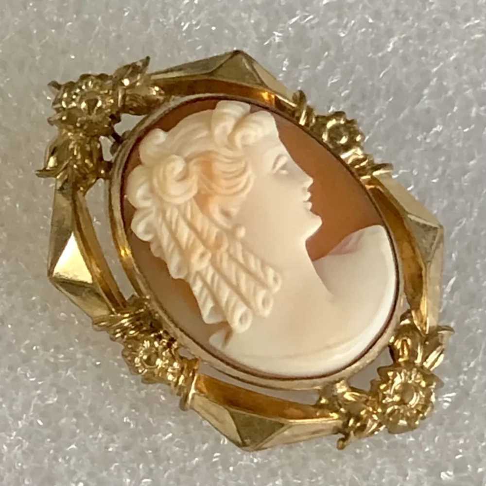 Antique Victorian Gold Filled Real Shell Cameo Pi… - image 3