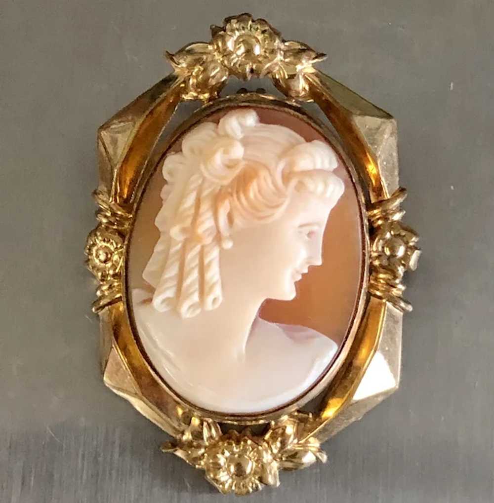Antique Victorian Gold Filled Real Shell Cameo Pi… - image 5