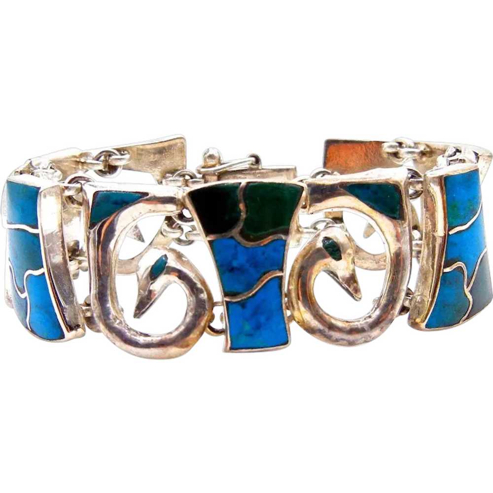 Silver 950 Turquoise Wide Bracelet - image 1