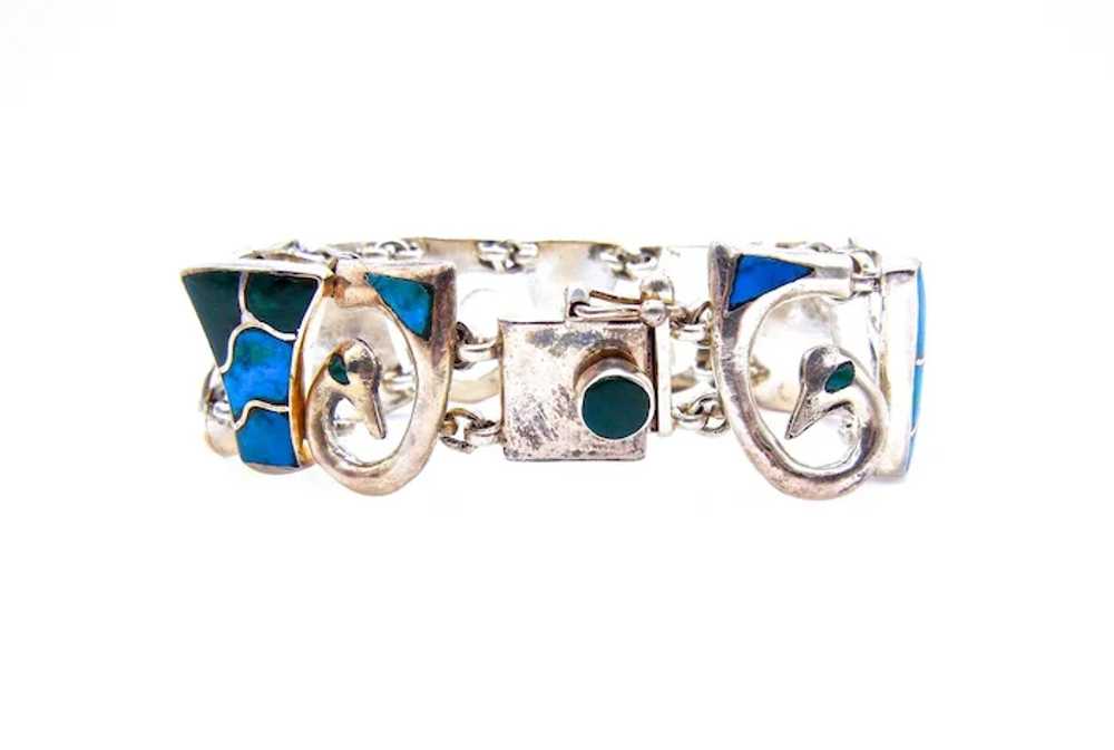 Silver 950 Turquoise Wide Bracelet - image 2