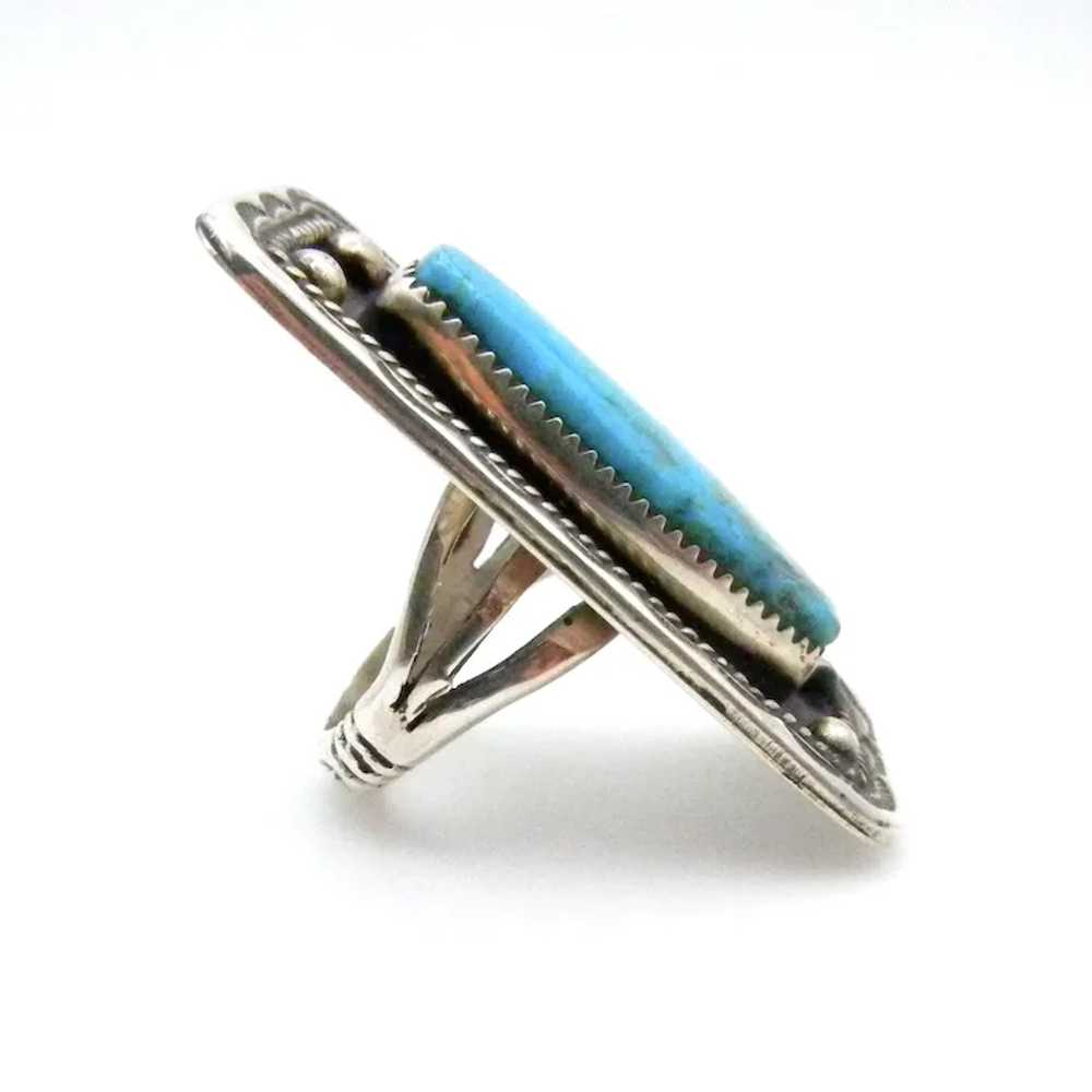 Navajo Sterling Silver and Turquoise Very Large R… - image 5