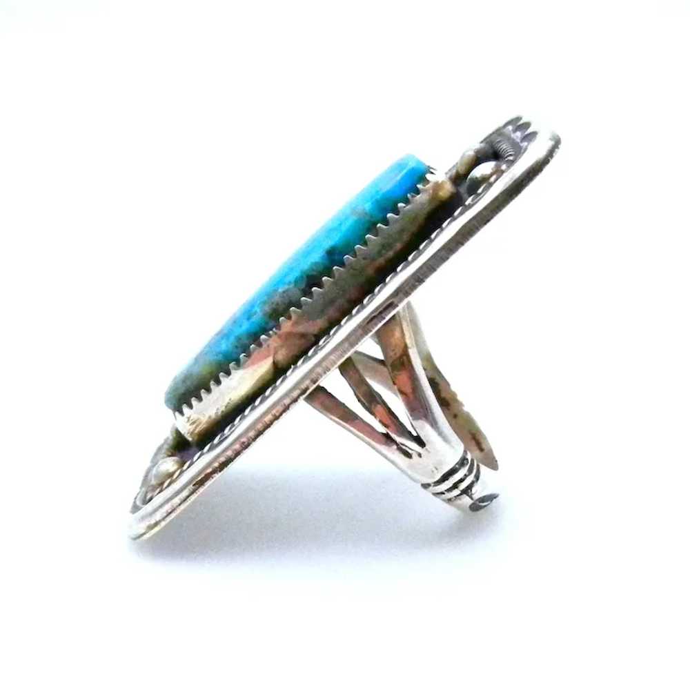 Navajo Sterling Silver and Turquoise Very Large R… - image 6