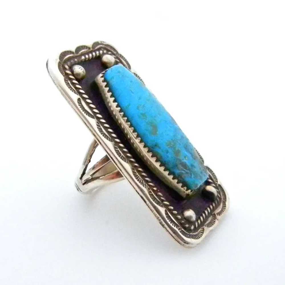 Navajo Sterling Silver and Turquoise Very Large R… - image 7