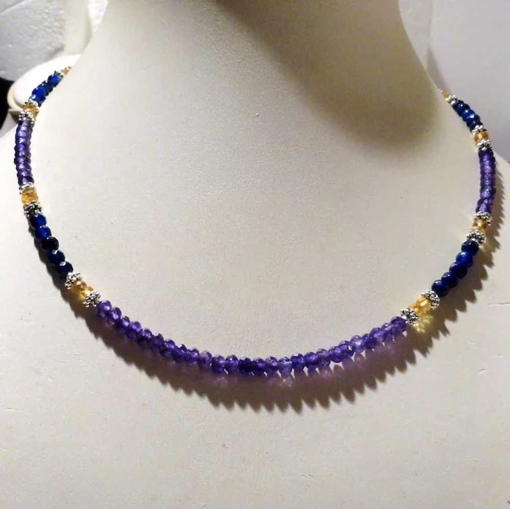 JFTS Amethyst, Citrine, Blue Sapphire Necklace W/… - image 3