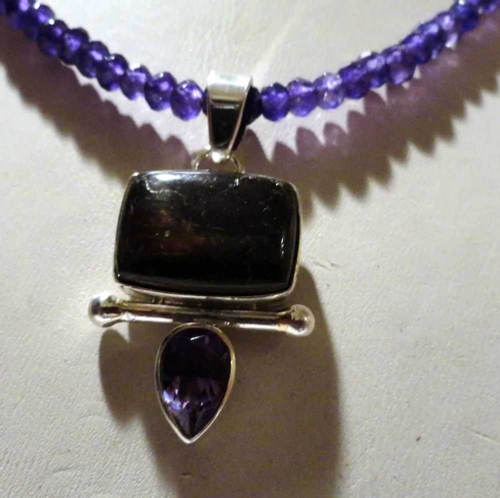 JFTS Amethyst, Citrine, Blue Sapphire Necklace W/… - image 5
