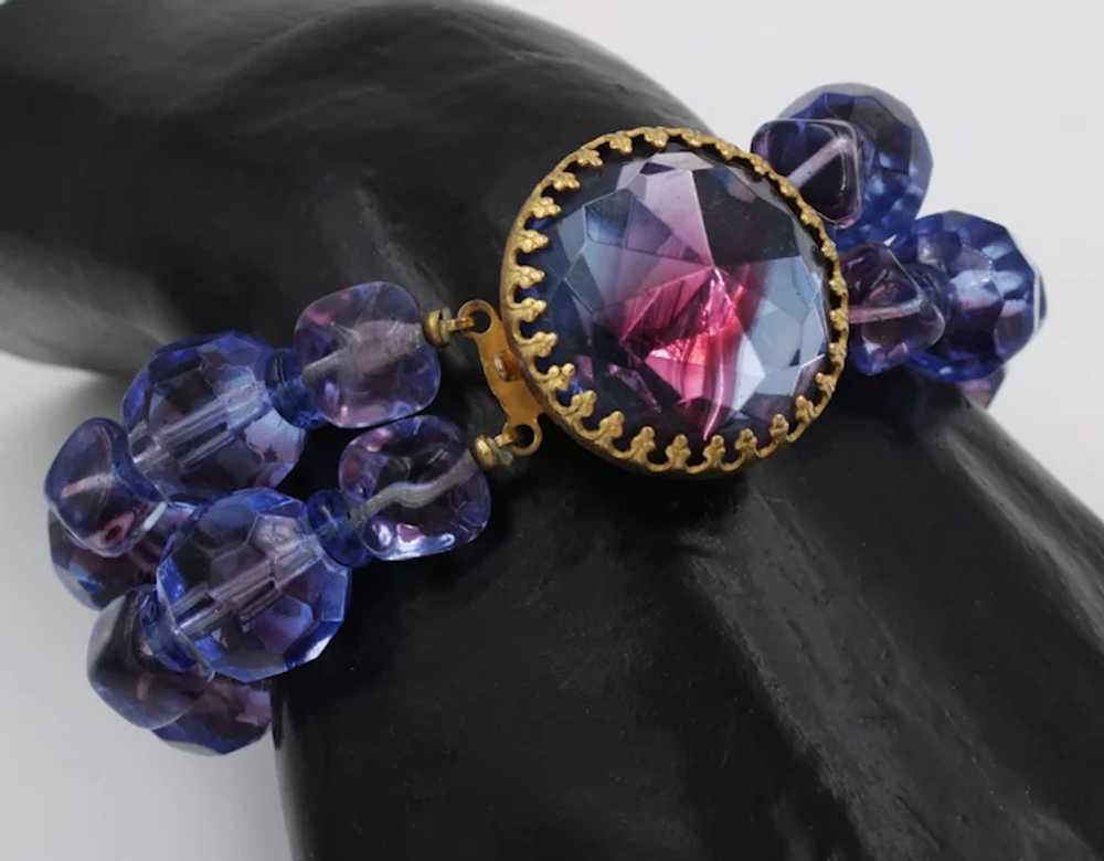 Bracelet Signed Hattie Carnegie Peacock Rivoli Be… - image 2