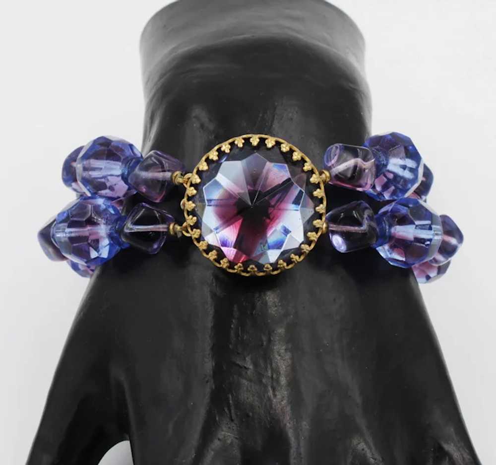 Bracelet Signed Hattie Carnegie Peacock Rivoli Be… - image 3