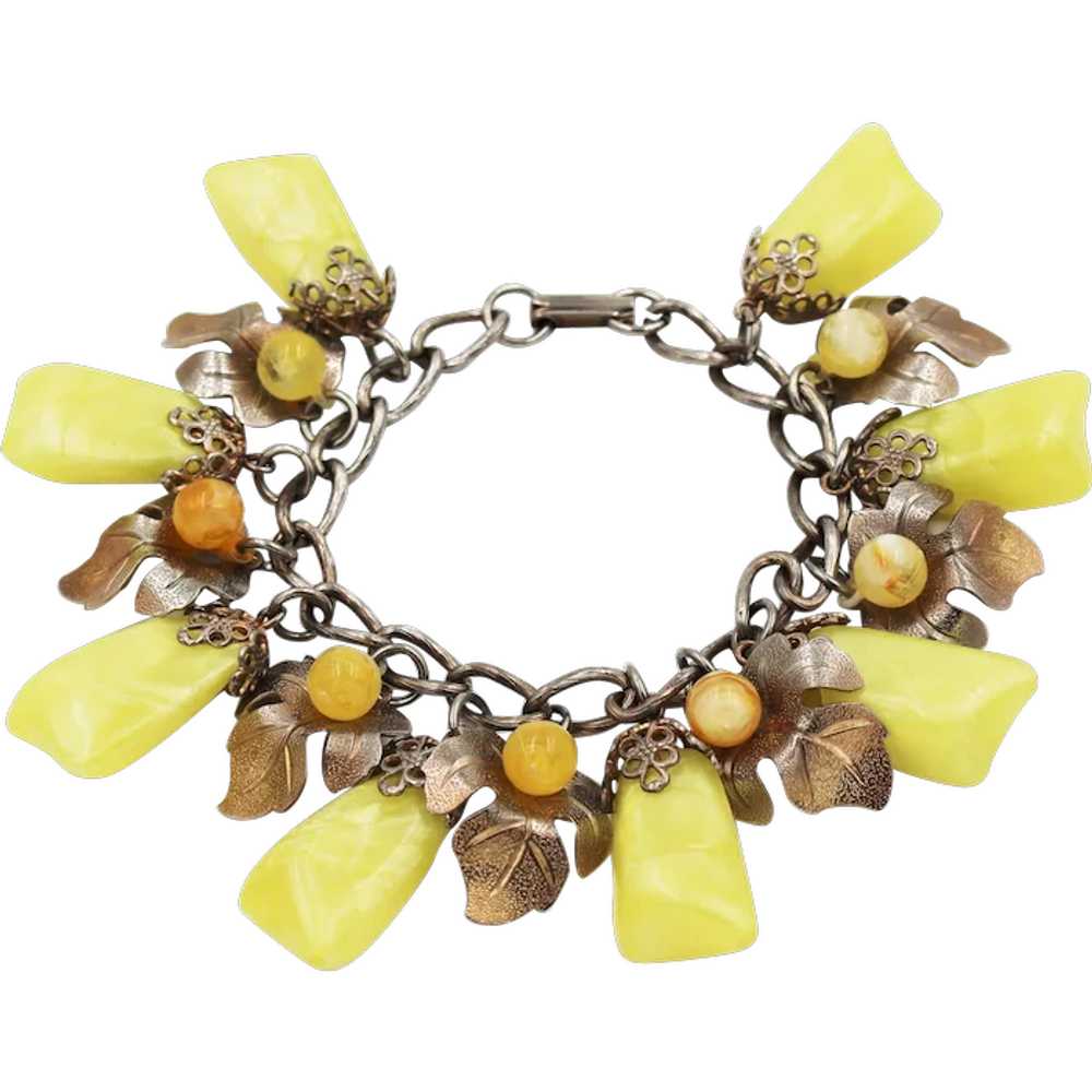 Bracelet Bead Leaf Charm Style Lemon Yellow - image 1