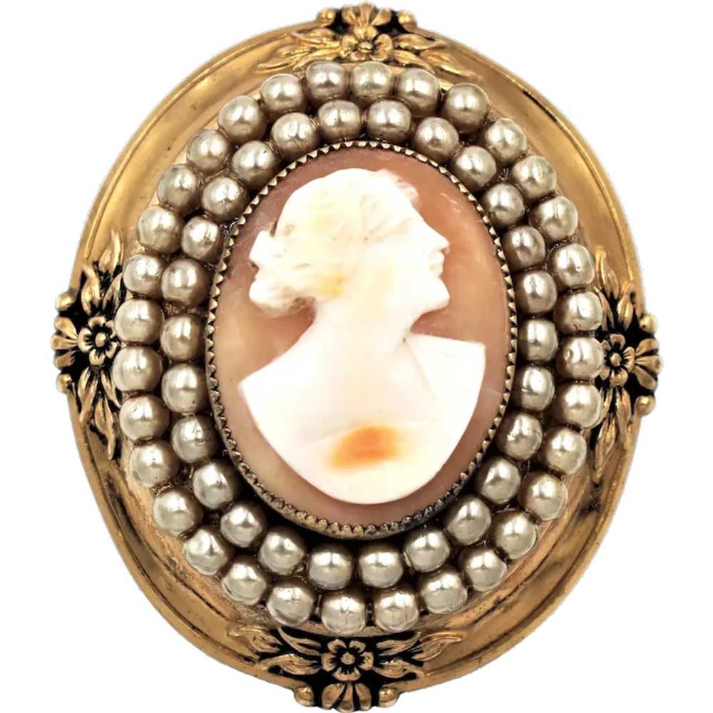 Brooch Pin Signed Coro Authentic Cameo Rare Early… - image 1