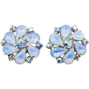 Earrings Sabrina Glass Blue Rhinestone Flower
