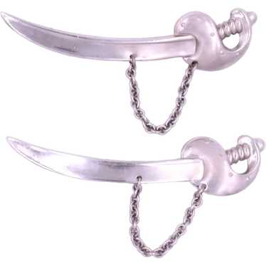 Brooch Pin Set Pair Sword Saber