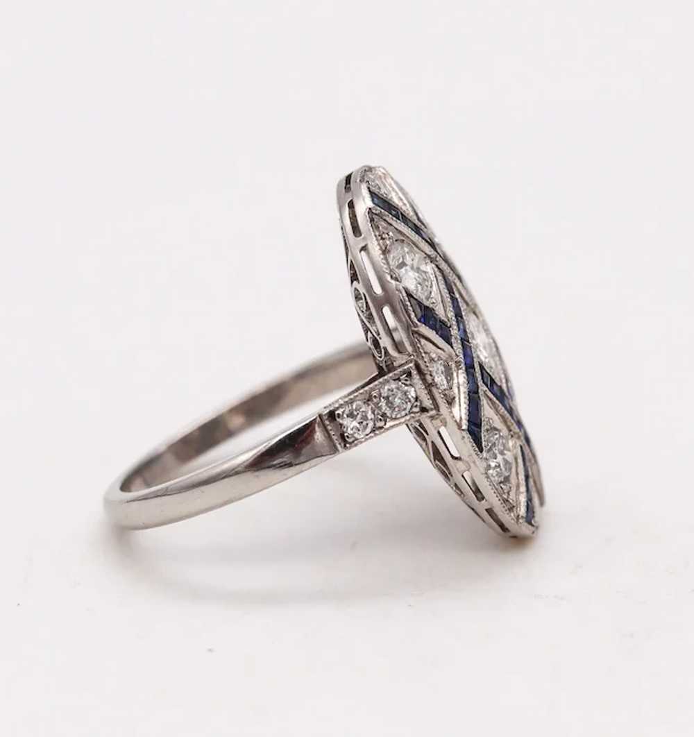 Art Deco 1930 Geometric Ring In Platinum With 2.3… - image 4