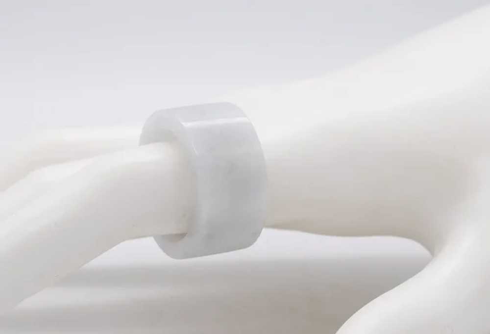 Ring band carved from natural bluish-white jade j… - image 4