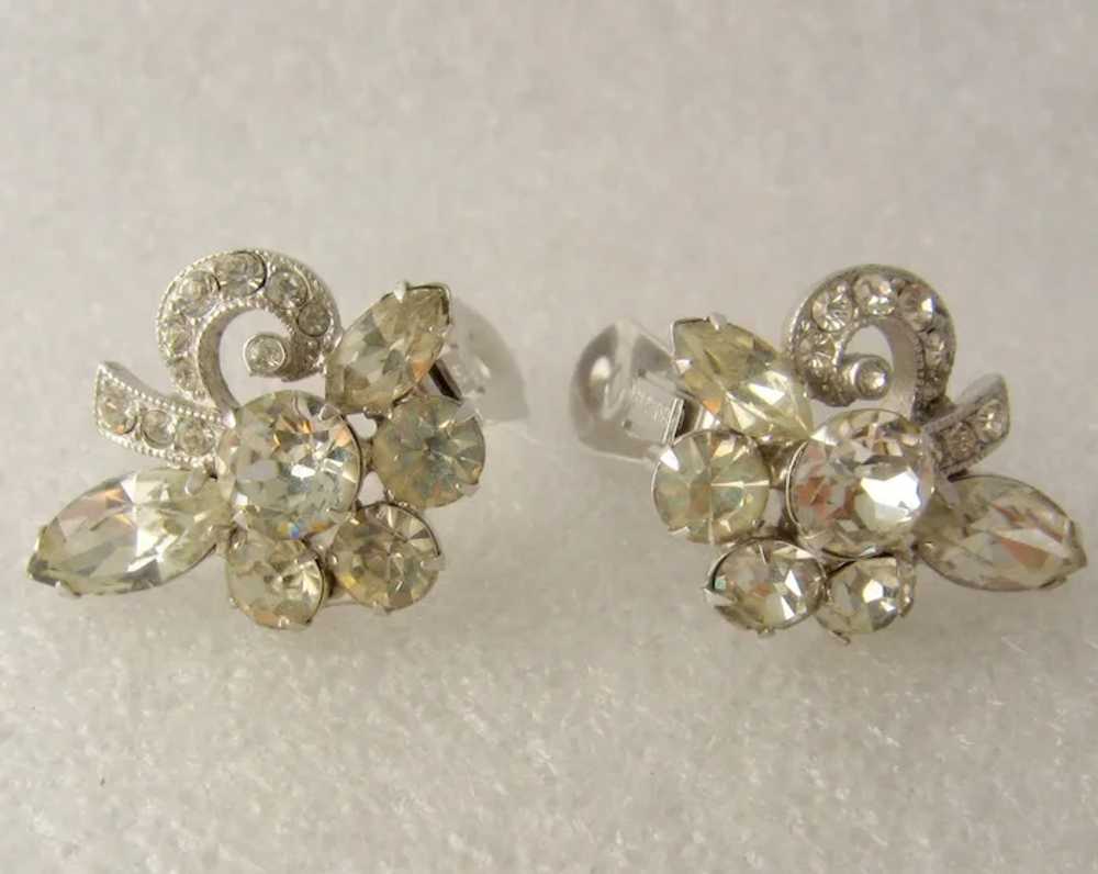 Eisenberg Ice Clear Crystals Pin & Clip Earrings … - image 4