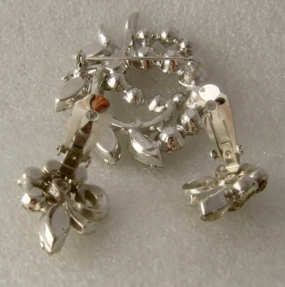 Eisenberg Ice Clear Crystals Pin & Clip Earrings … - image 5