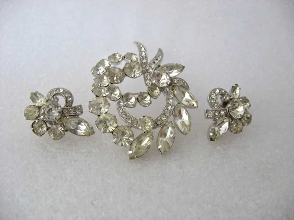 Eisenberg Ice Clear Crystals Pin & Clip Earrings … - image 9