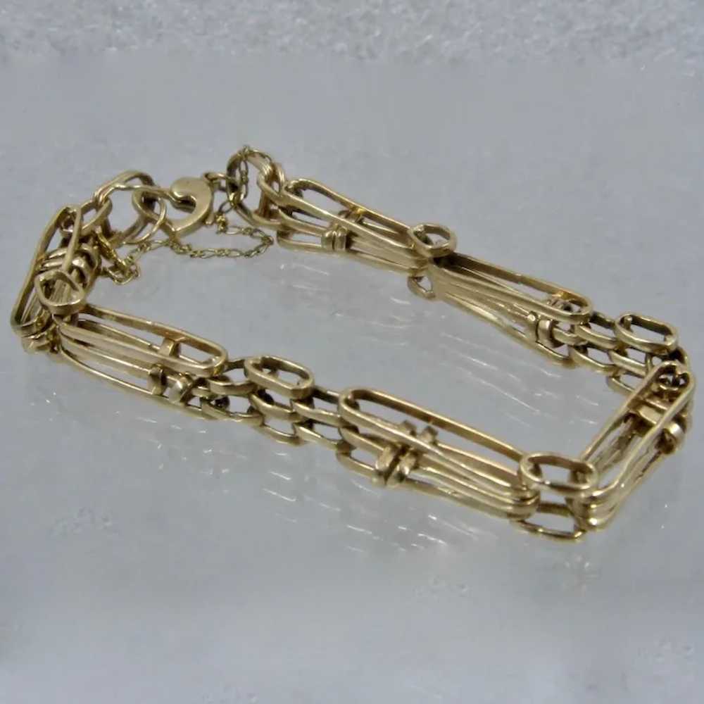 14K Gate Link Bracelet Heart Clasp 19 Grams 7 3/4… - image 2