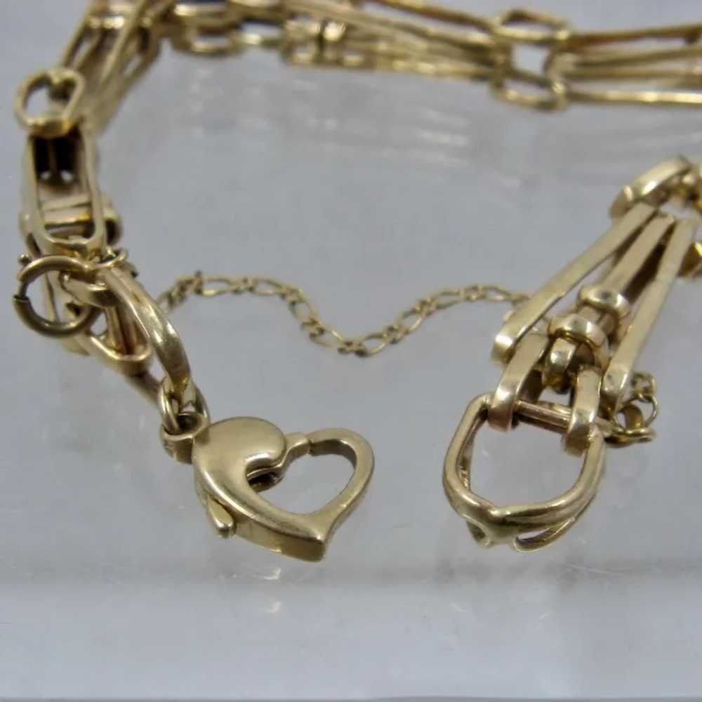 14K Gate Link Bracelet Heart Clasp 19 Grams 7 3/4… - image 4