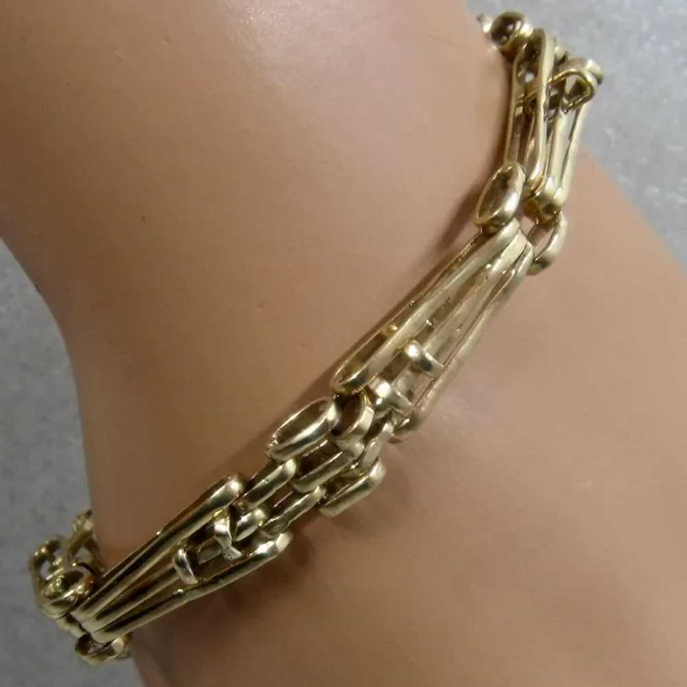 14K Gate Link Bracelet Heart Clasp 19 Grams 7 3/4… - image 6