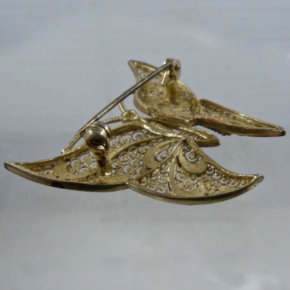 1950s Germany Sterling Gold Wash Marcasite Filigr… - image 4