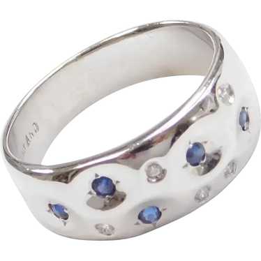 .15 ctw Natural Sapphire and Diamond Ring 14k Whi… - image 1