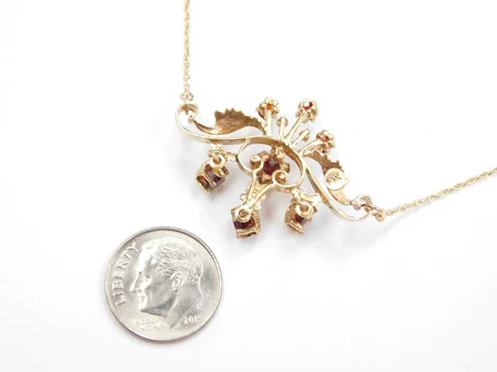 Victorian Revival 18 3/4" 14k Gold Garnet Necklace - image 5