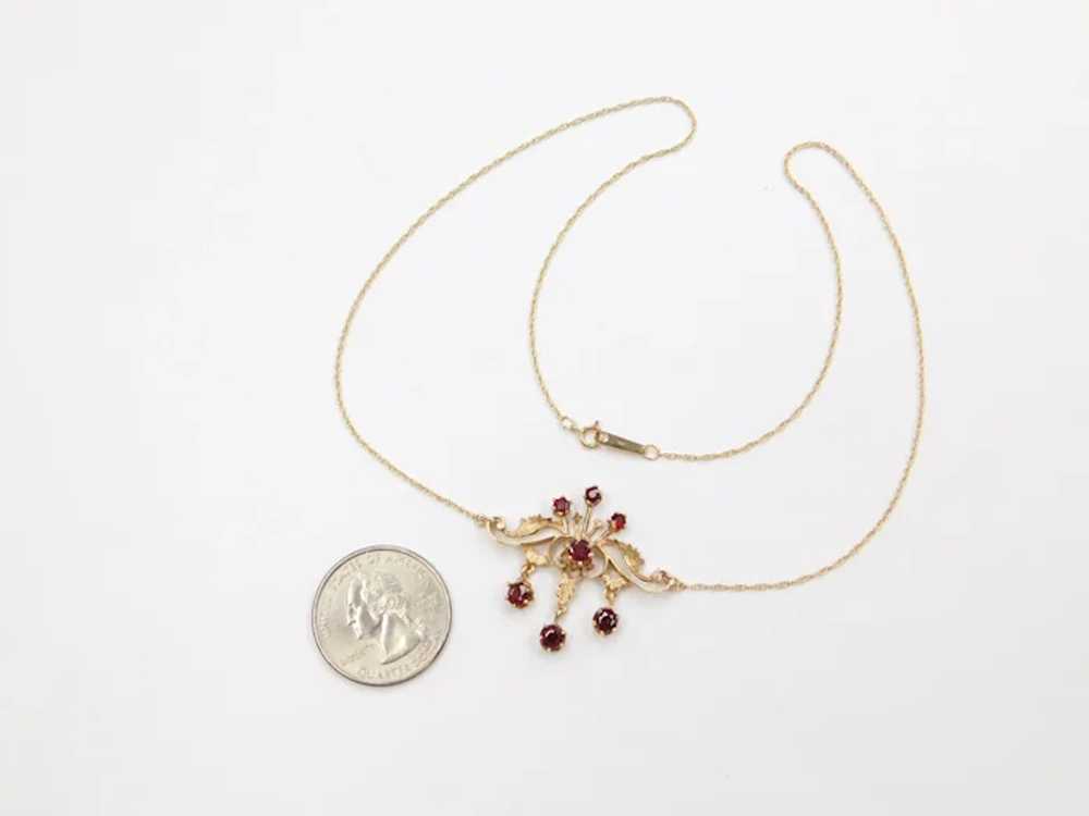 Victorian Revival 18 3/4" 14k Gold Garnet Necklace - image 6