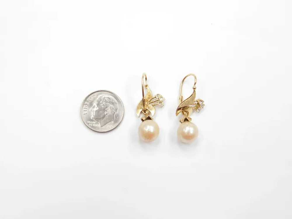 Edwardian Cultured Pearl and White Spinel Dangle … - image 3
