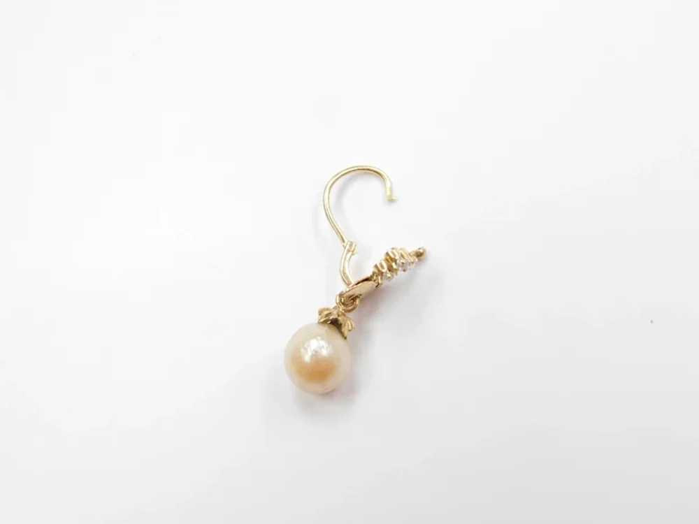 Edwardian Cultured Pearl and White Spinel Dangle … - image 4