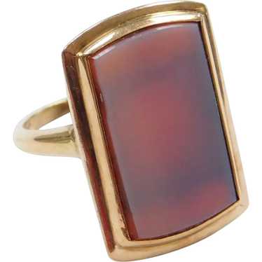 Edwardian 10k Gold Agate Ring - image 1