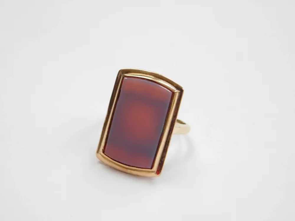 Edwardian 10k Gold Agate Ring - image 2