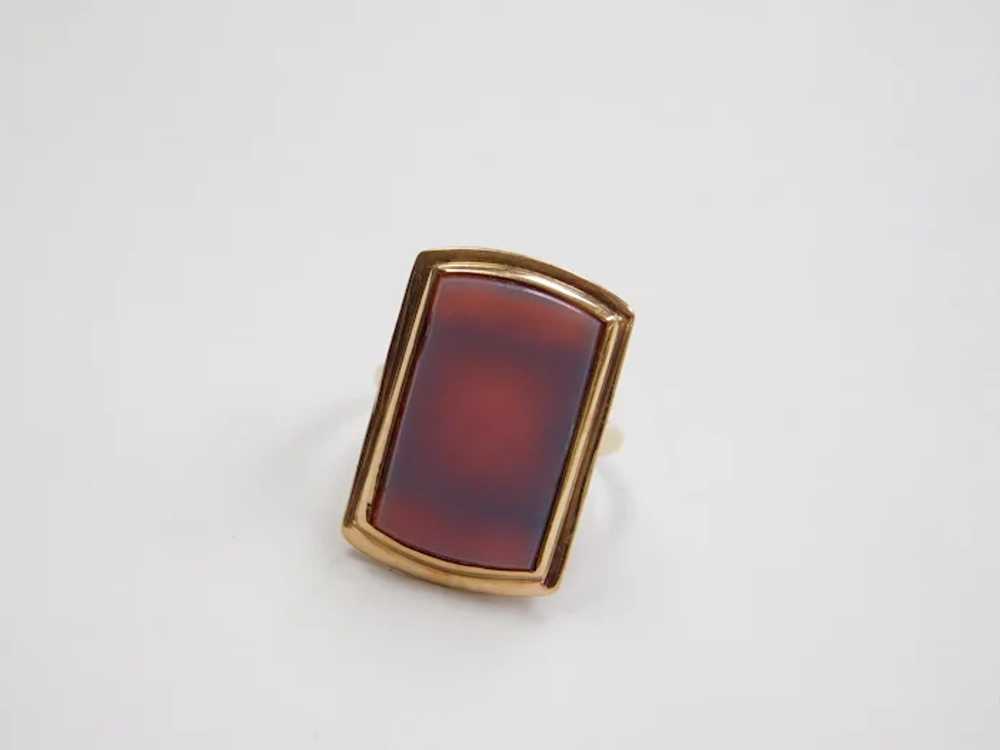 Edwardian 10k Gold Agate Ring - image 3