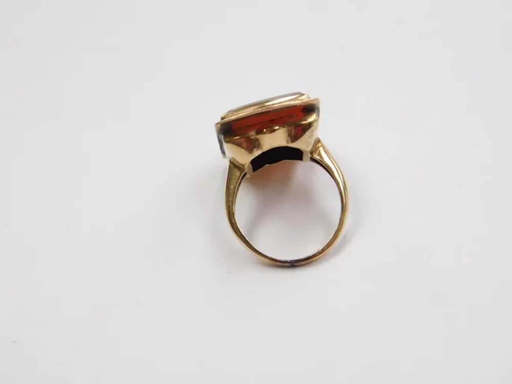 Edwardian 10k Gold Agate Ring - image 4